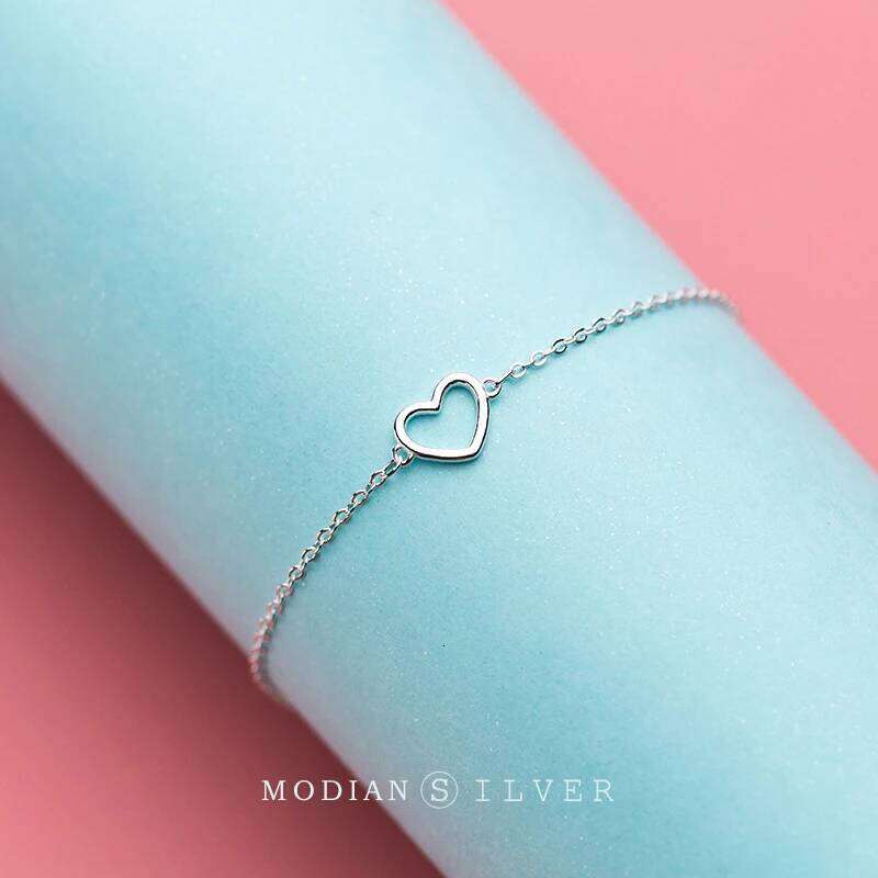 Modian New Romantic Heart Bracelet for Women Real 100% 925 Sterling Silver Fresh Lovely Gifts Anti-allergy Gift Fine Jewelry 25H1229