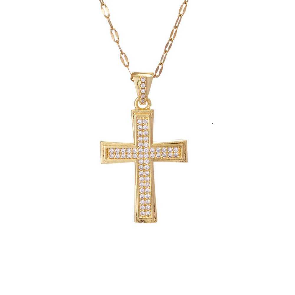 Fashion Luxury Shiny Zircon Cross Pendant Necklace for Women Men Stainless Steel Chain Classic Cool Cross Jewelry Gifts Y251227