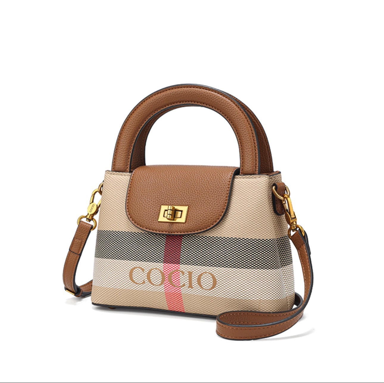 New Design Bag COCIO Spring/Summer checkered hand-held exquisite and trendy small bag, waybill shoulder bag, Cross-border women's bag Free shippi
