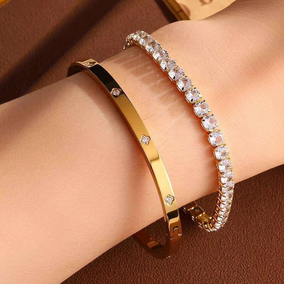 ZAKOL Classic Round Cubic Zirconia Tennis Bracelet Exquisite Shinny Unisex Couple Jewelry Gift for Valentine's Day