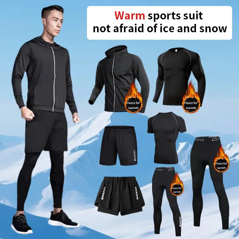 Mens winter warm fitness set quickdrying running and basketball training highly elastic sweatwicking 251219