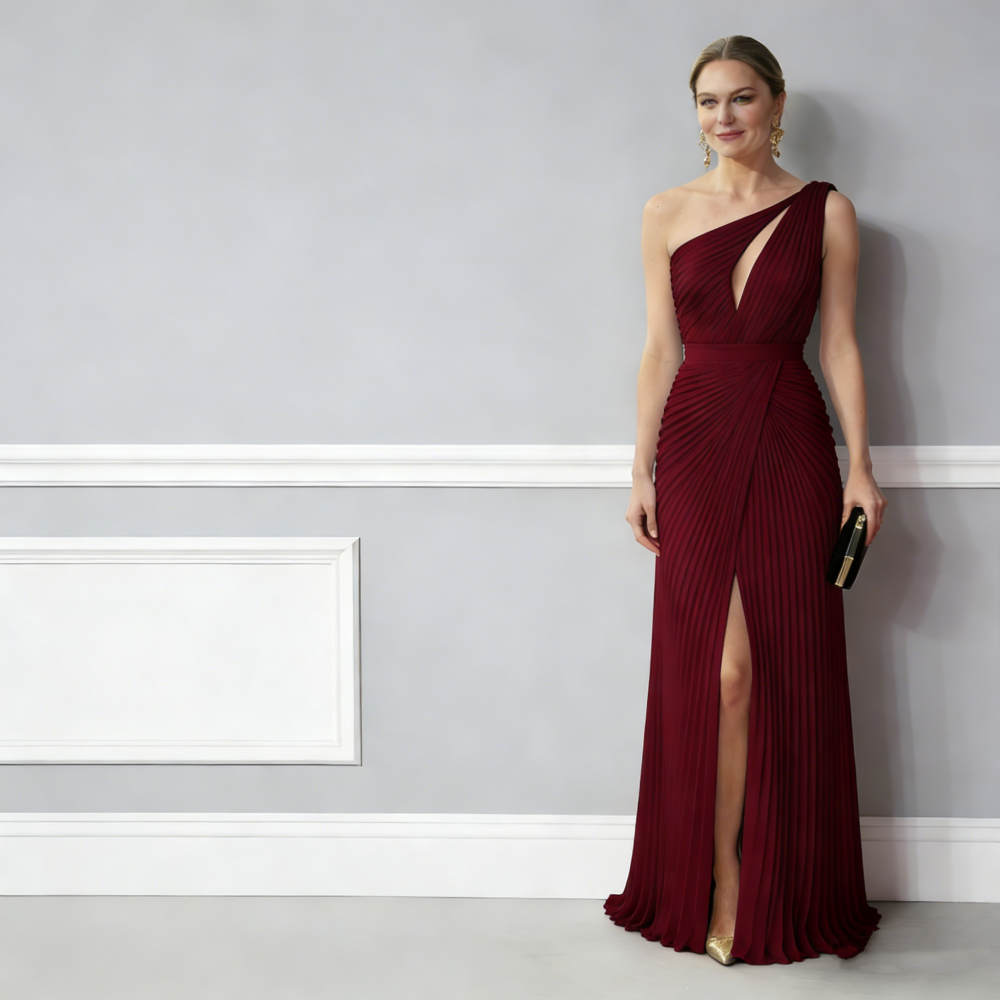 Elegant Pleats Prom Dresses One Shoulder Front Slit Long White Evening Gowns Sleeveless Formal Party Dress For Women 2026