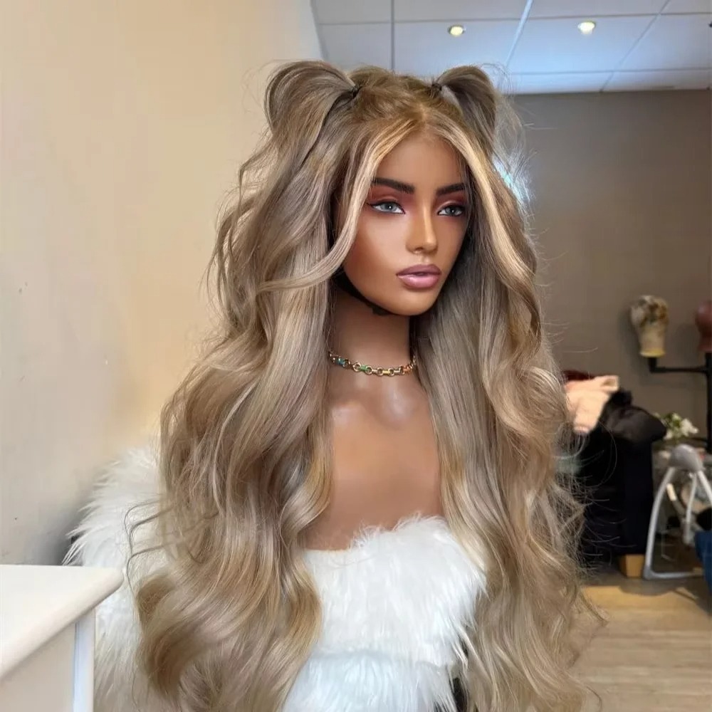 30 40 Inches Highlight Blonde Body Wave Human Hair Wigs 13x4 Hd Transparent Lace Front Wigs Glueless Brazilian Hair Wigs 200 Density For Woman Daily U