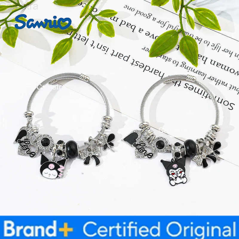 Sanrio Beaded Bracelet Kuromi Pendant Heart Shaped Hollow Rhinestone Pendant DIY Bracelet Suitable as a Gift for Kuromi Fans H251229