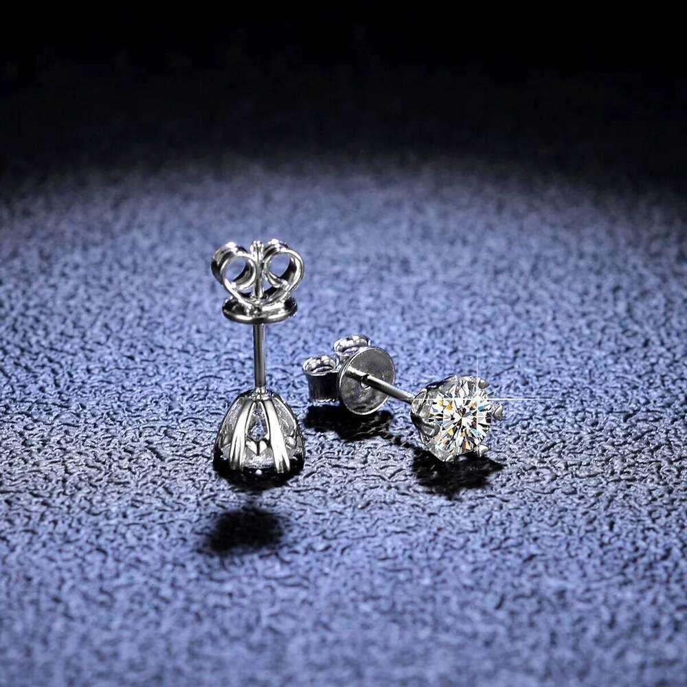 18K gold for women, snowflake earrings, simple style, wedding moissanite PT950, platinum gift earrings d0e