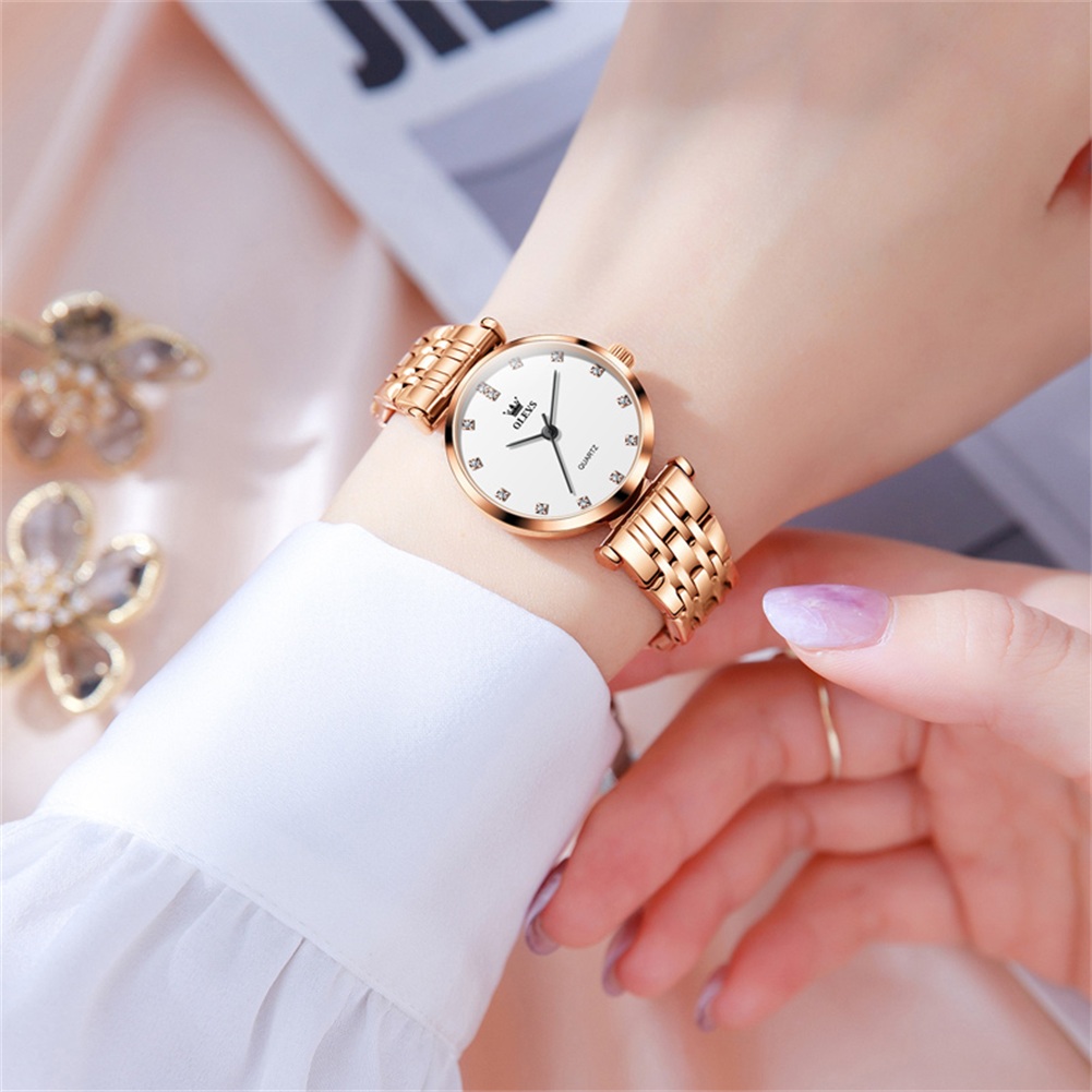 OLEVS Casual and minimalist quartz women's watch, niche and high-value women's watch stainless steel watch band waterproof couple watch