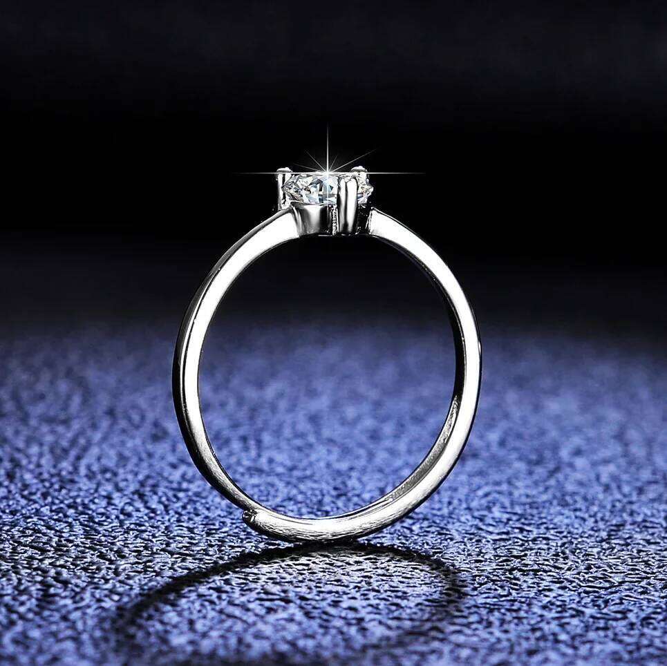 18K gold 0.5 Ct D-color moissanite ring with diamonds, VVS1 diamond PT950 platinum fashion ring, engagement gift 9a0