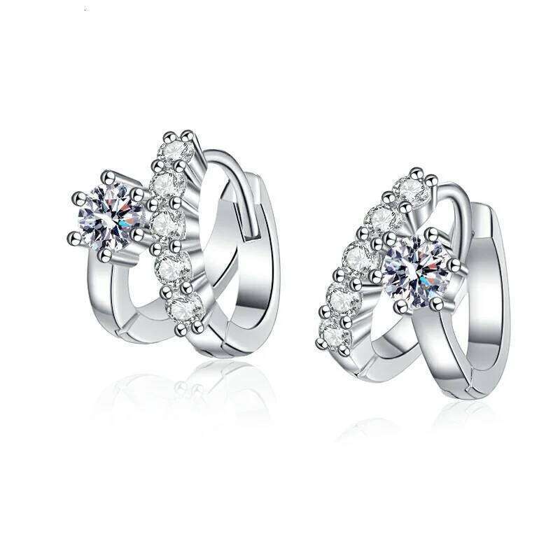 S925 Pure Silver Light Luxury French Asymmetric D Color 60 Cent Moissanite Diamond Earrings 0ef