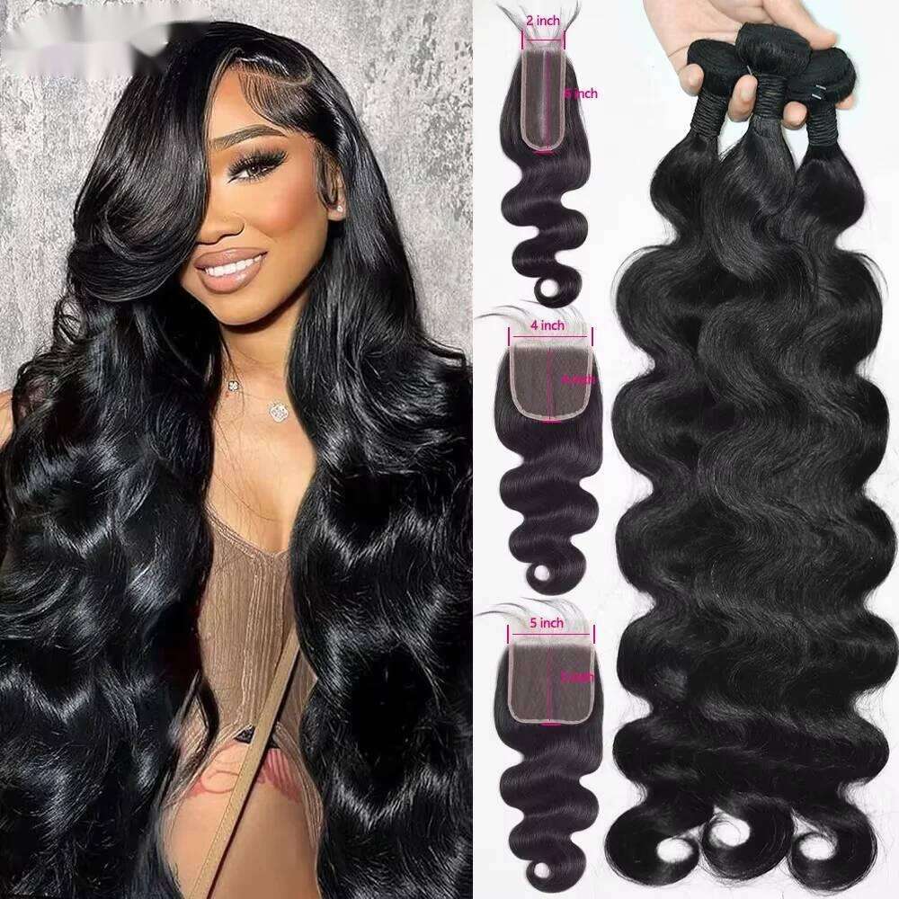 Body Wave A 2X6 HD Lace Human Hair Bundles With 4X4 Closure 5X5 Brazilian Bundle Deals VMS