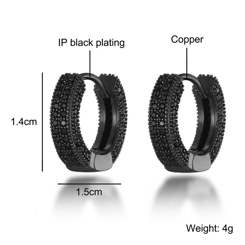 Hip Hop 1Pair Bling Round Zircon Micro Paved Iced Out Rhinestone CZ Stone Stud Earring Copper Earrings For Men Jewelry 251224