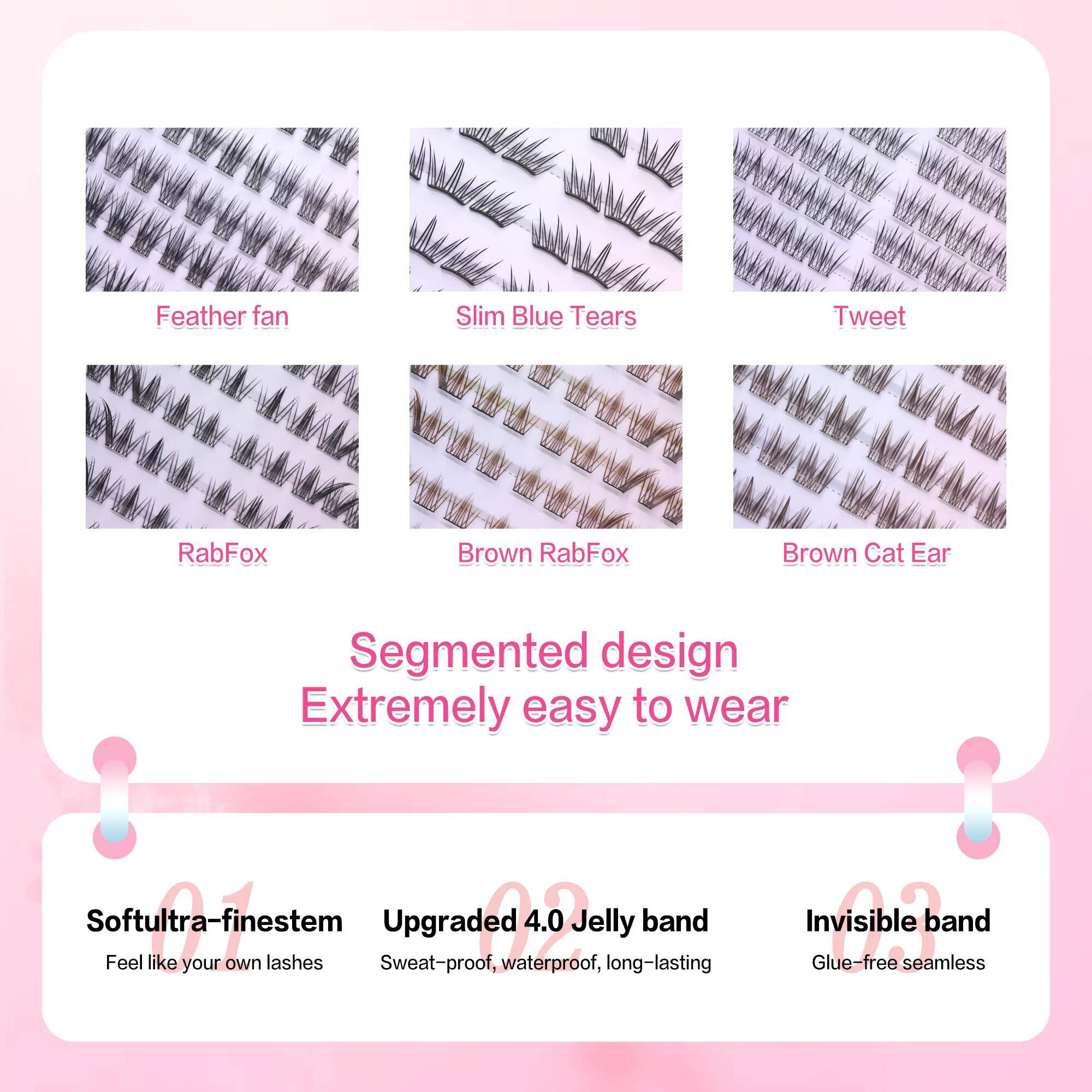 Wholesale New Series Glue Free Eyelashes Self Adhesive Lashes Long Standing Fluffy Natural Looking Style Press on Lashes