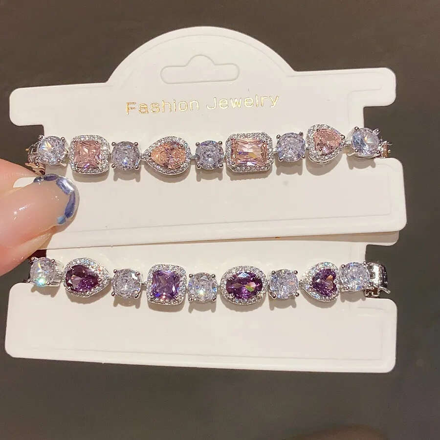 Jewellery High Quality Silver Toned Bracelet with Pink Clear Rhinestone Details Delicate Daily Jewelry Gift for All Occasions Textured Glamorous Acces