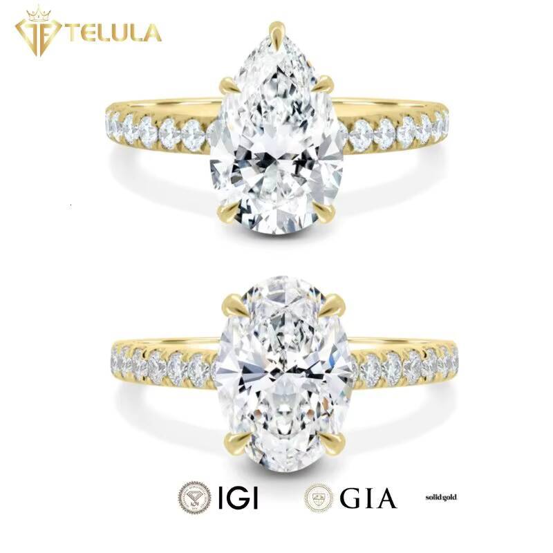 14K 2 CT VVS1 Lab Diamond Ring Pear Cut Engagement Wedding Jewelry IGI Certified Lab Grown Diamond Engagement Ring