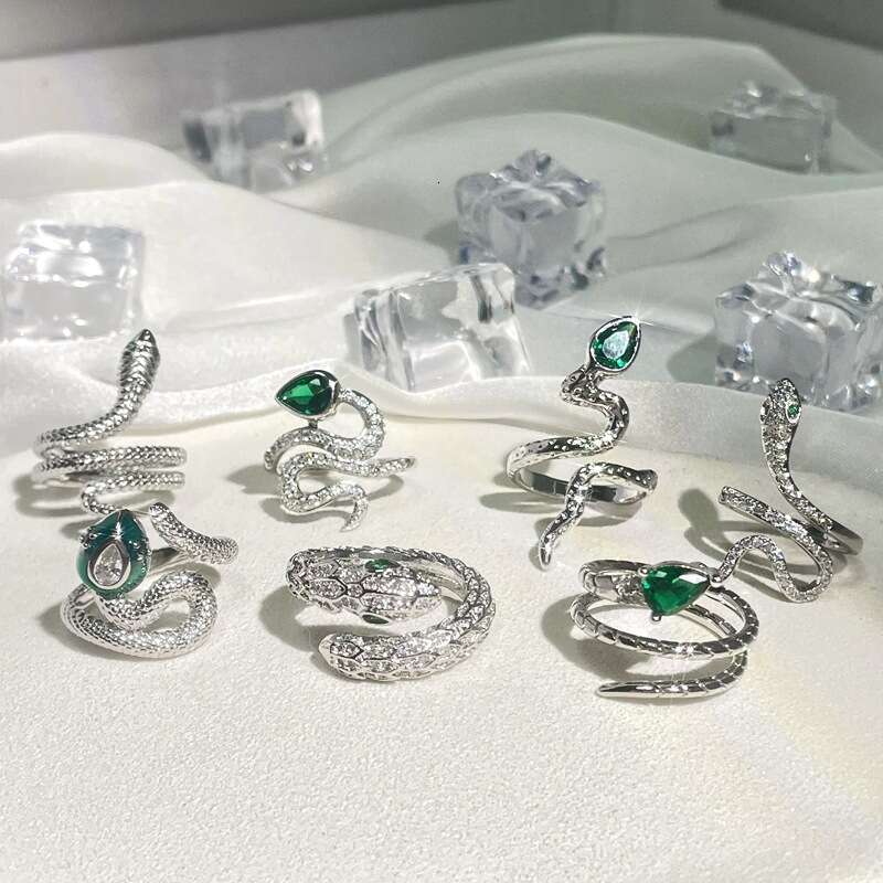 Punk Trendy Cool Snake-Shaped Open Unisex Hip-Hop Fashion Personality Index Finger Minimalist Style Temperament Ring