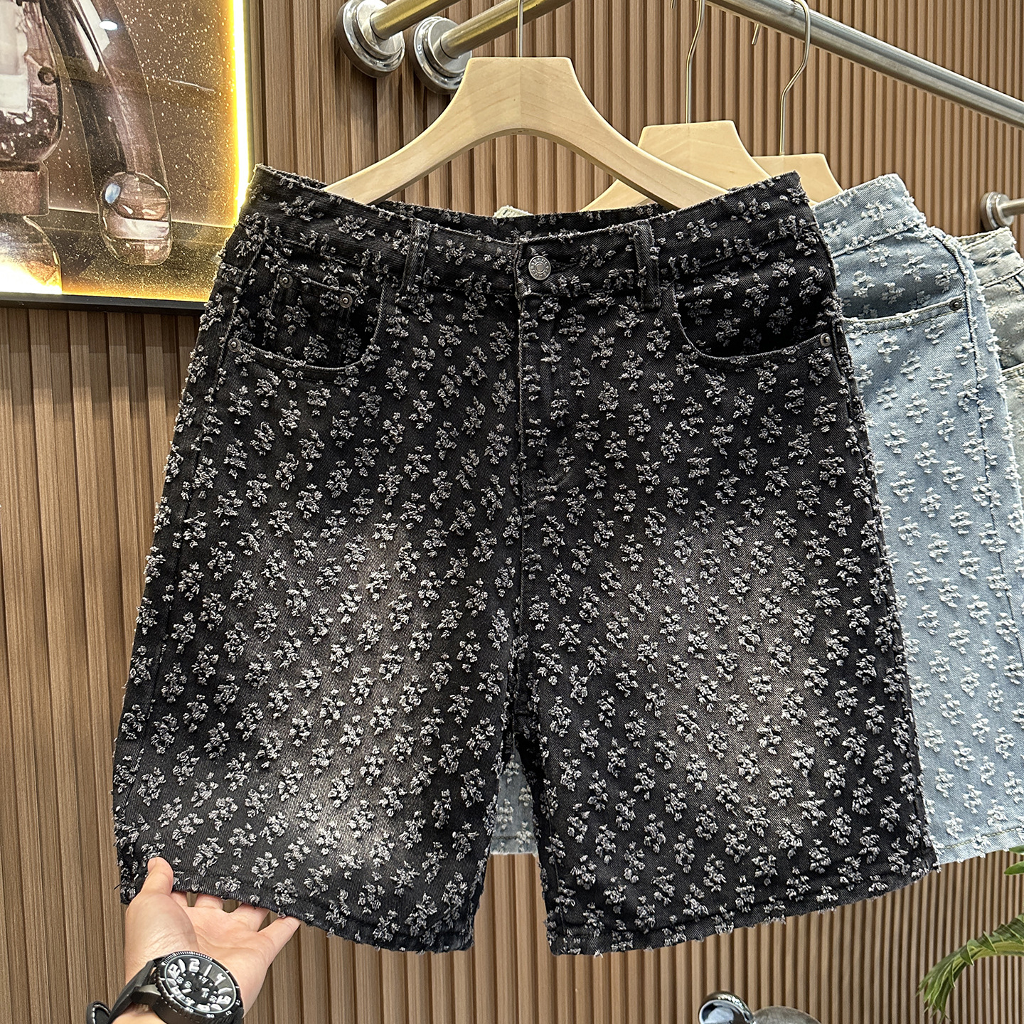 2026 Fashion Print Denim Shorts Mens Trendy Shorts Summer New Design straight-Leg Shorts Free Shipping