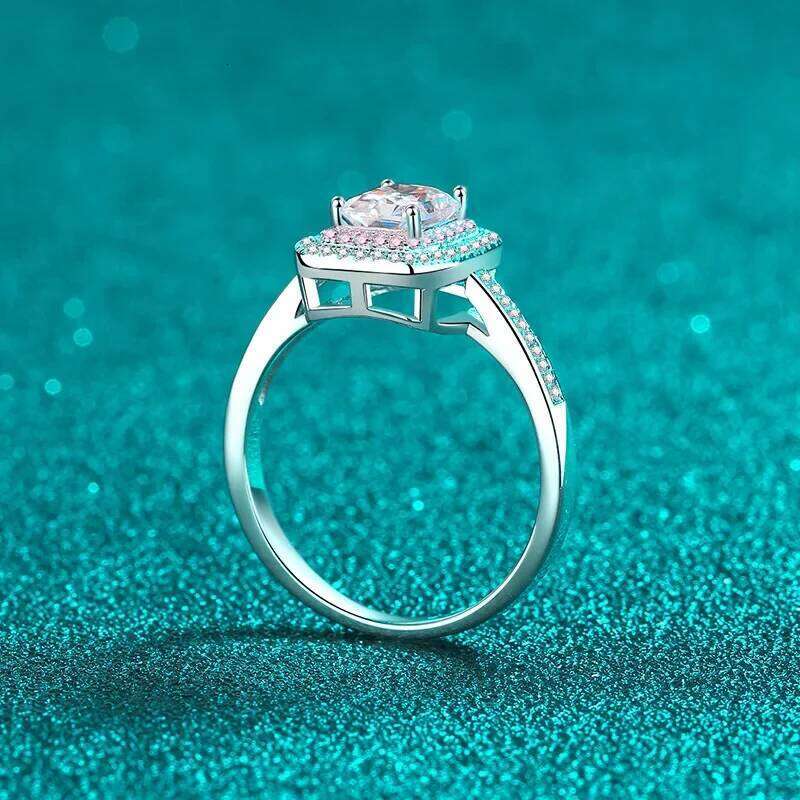 18K Inlaid Rose Gold 1-Ct Moissanite Radiant Emerald Cut PT950 Platinum Fashionable and Simple VVS1 Clarity Ring 5a1