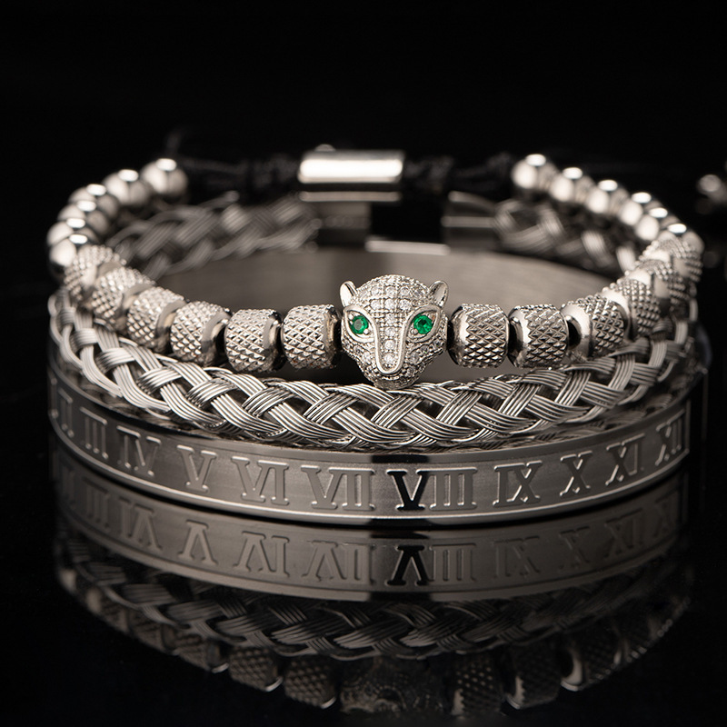 Luxury Brand Designer Jewelry European And American Pineapple Bead Leopard Head Zircon Braided Bracelet Twist Bracelet Roman Numeral Bracelet Set Comb