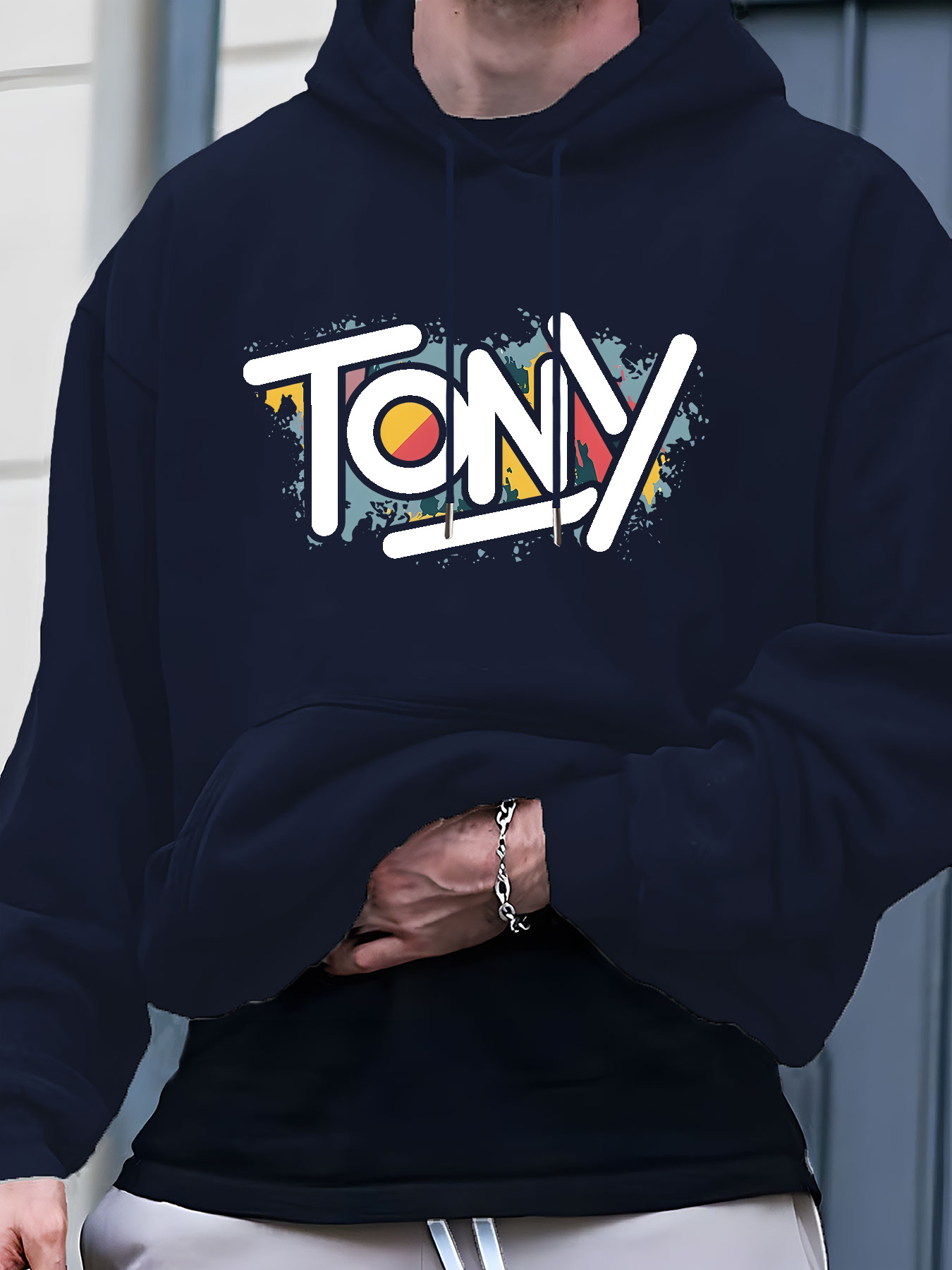 Men's Heavy-Duty All-Over Print Hoodie with Kangaroo Pocket & Adjustable Hood Casual Streetwear Sweatshirt, Machine Washable, Regular Fit for All