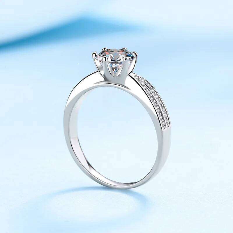 1CT 6.5MM d color vvs gra moissanite ring for charm lady female fine 925 sterling silver wholesale size 5-9 4b3