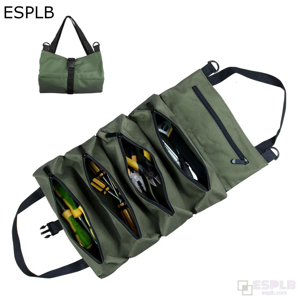 ESPLB Roll Tool Bag Canvas Car Handbag Multi-Purpose Organizer Bucket First Aid Kit Wrap Roll Storage Case 251224