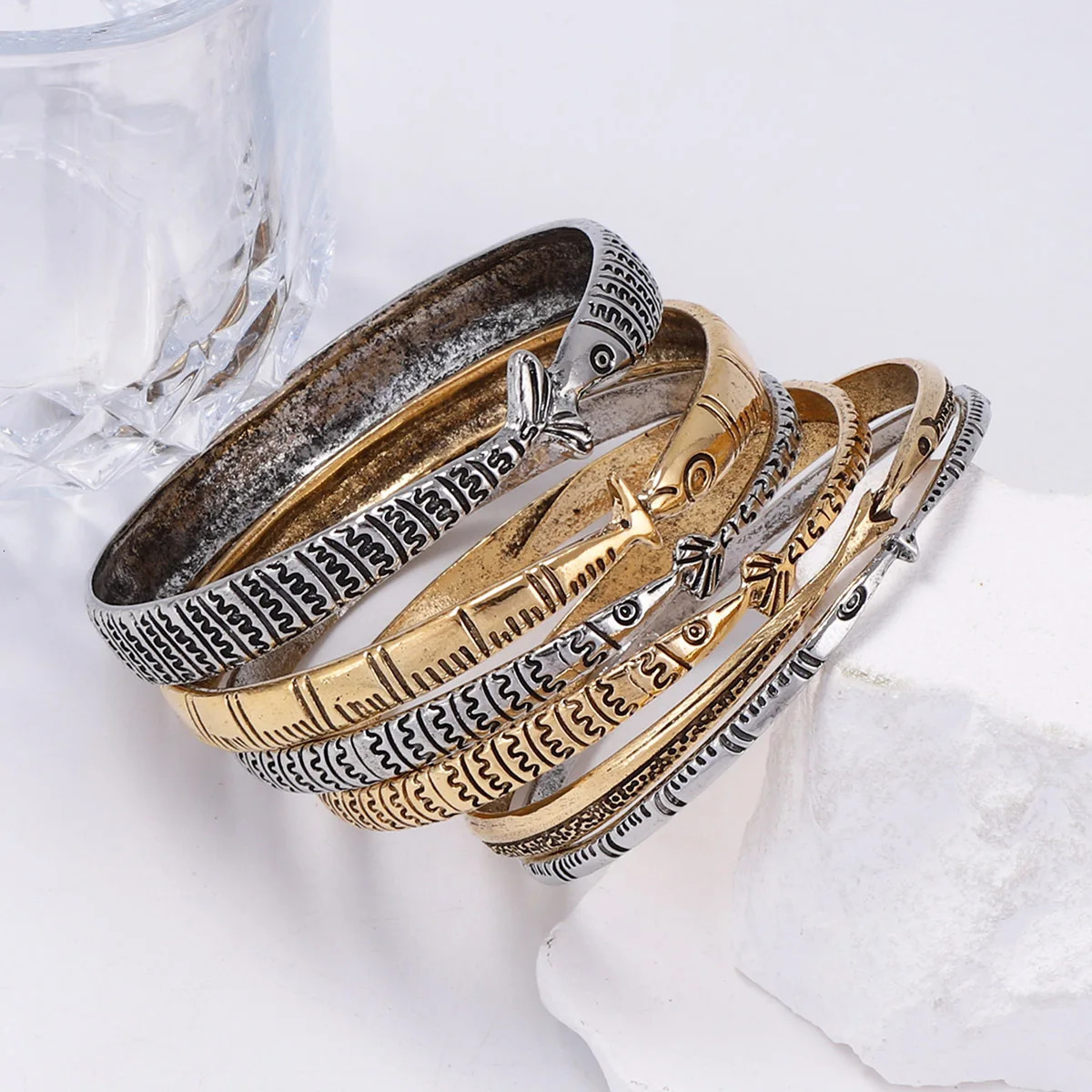 ZAA Vintage Women Jewelry High Quality Layered Fish Shape Bangle Bracelet Trend Summer Holiday Party Accessories Gifts 251219