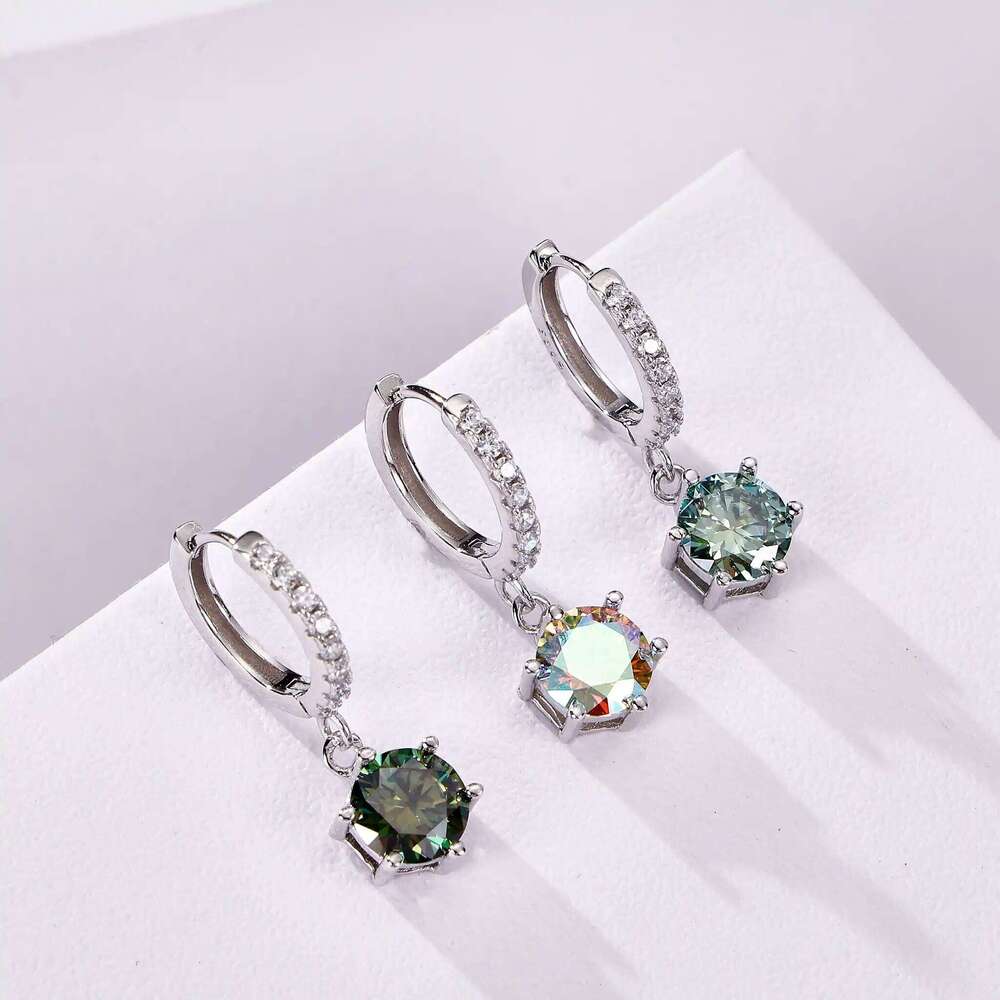 D color VVS 1.0ct White Gold Plated Moissanite Drop Earrings for Women Sparkling Wedding Jewelry 925 Solid Silver Party GRA 91e