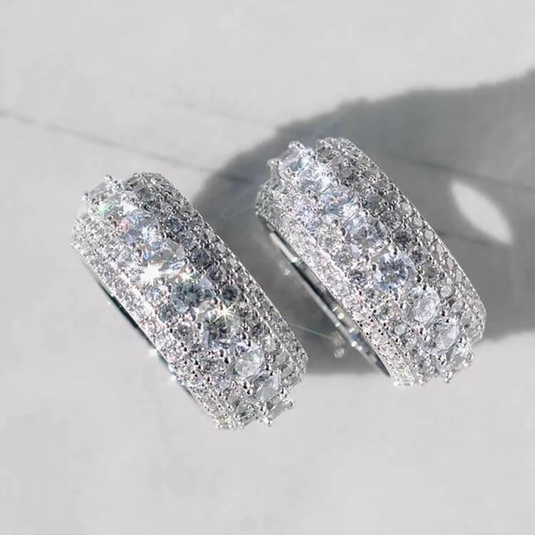 Mans 925 Silver Vvs Moissanite Diamond Hiphop Design Diamond Ring