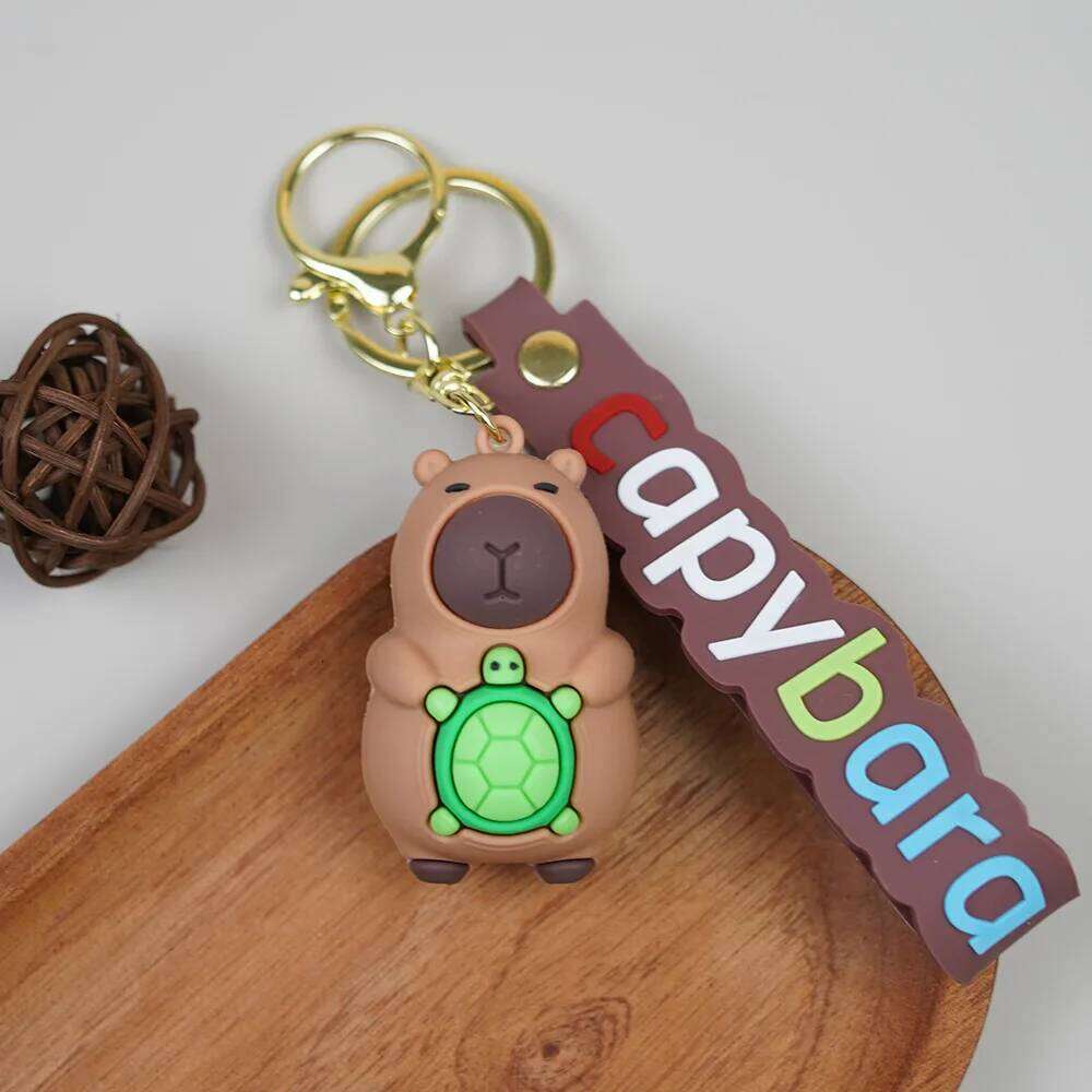 ZAKOL Cute Cartoon PVC Simulation Capybara Keychain Pvc Soft Rubber Backpack Key Mobile Phone Pendant Accessories Gift