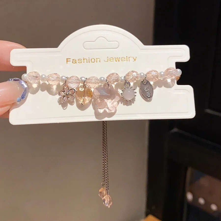 Designer Jewellery High Quality Pastel Toned Charm Bracelet with Floral Heart Detail Delicate Daily Gift for All Occasions Textured Whimsical Accessor