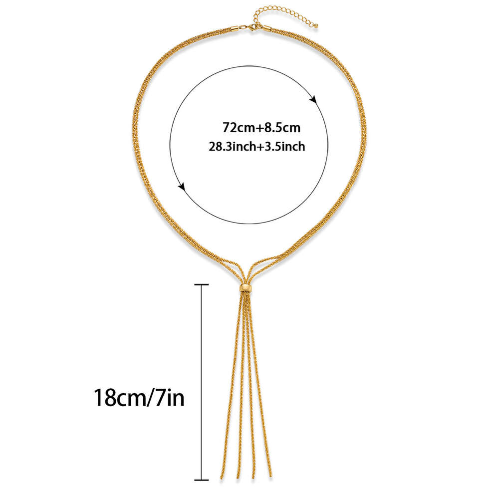 Cross-Border New Long Double-Layer gold Tassel Necklace Niche High-End Fashion Choker Design Sweater Chain Accessory