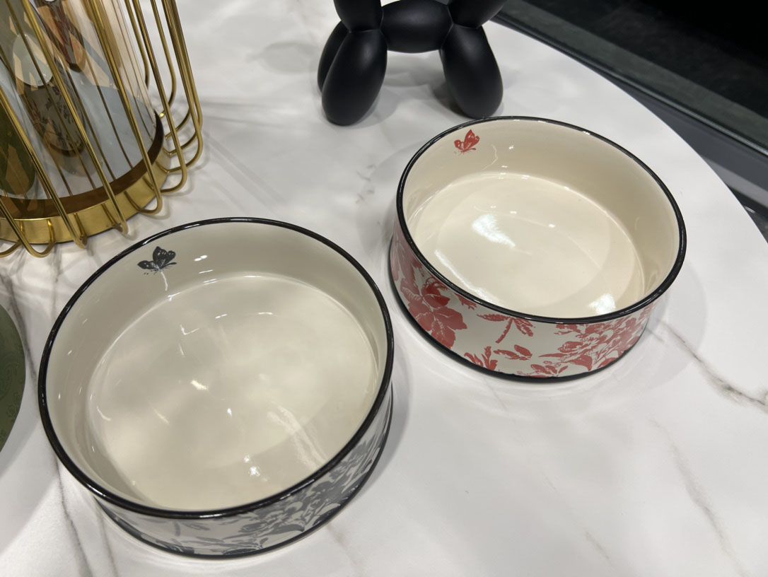 Designed Pet Dog Bowl Bone China Classic logo Bowl of Dual purpose Corgi Teddy Schnauzer Cutlery Cat and Dog Water bowl Dog food set