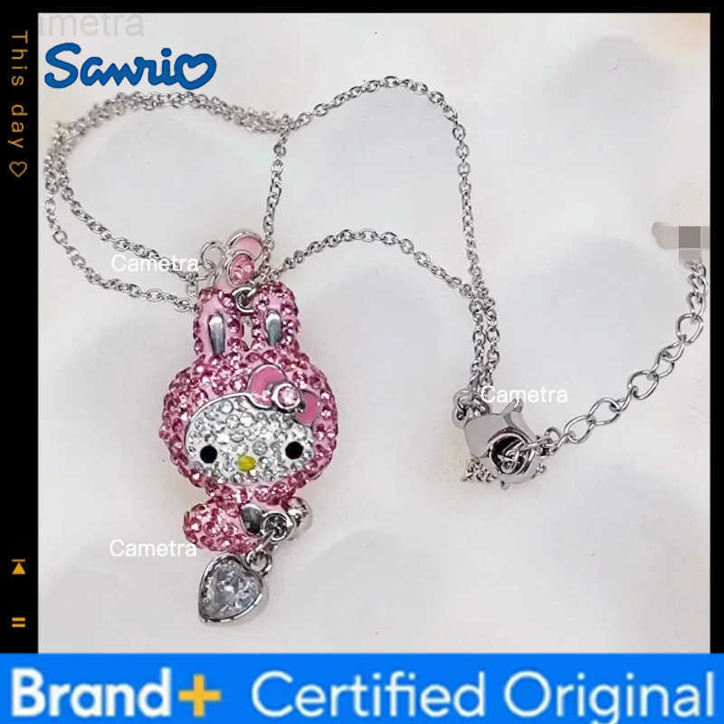 Sanrio Hello Kitty cute and sweet pink my melody animation peripherals pendant necklace Christmas womens birthday gift kawaii H251229