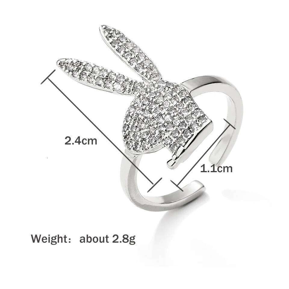 ZAKOL Cute Rabbit Open Rings for Women Fashion White Gold Color Party Jewelry 2023 New