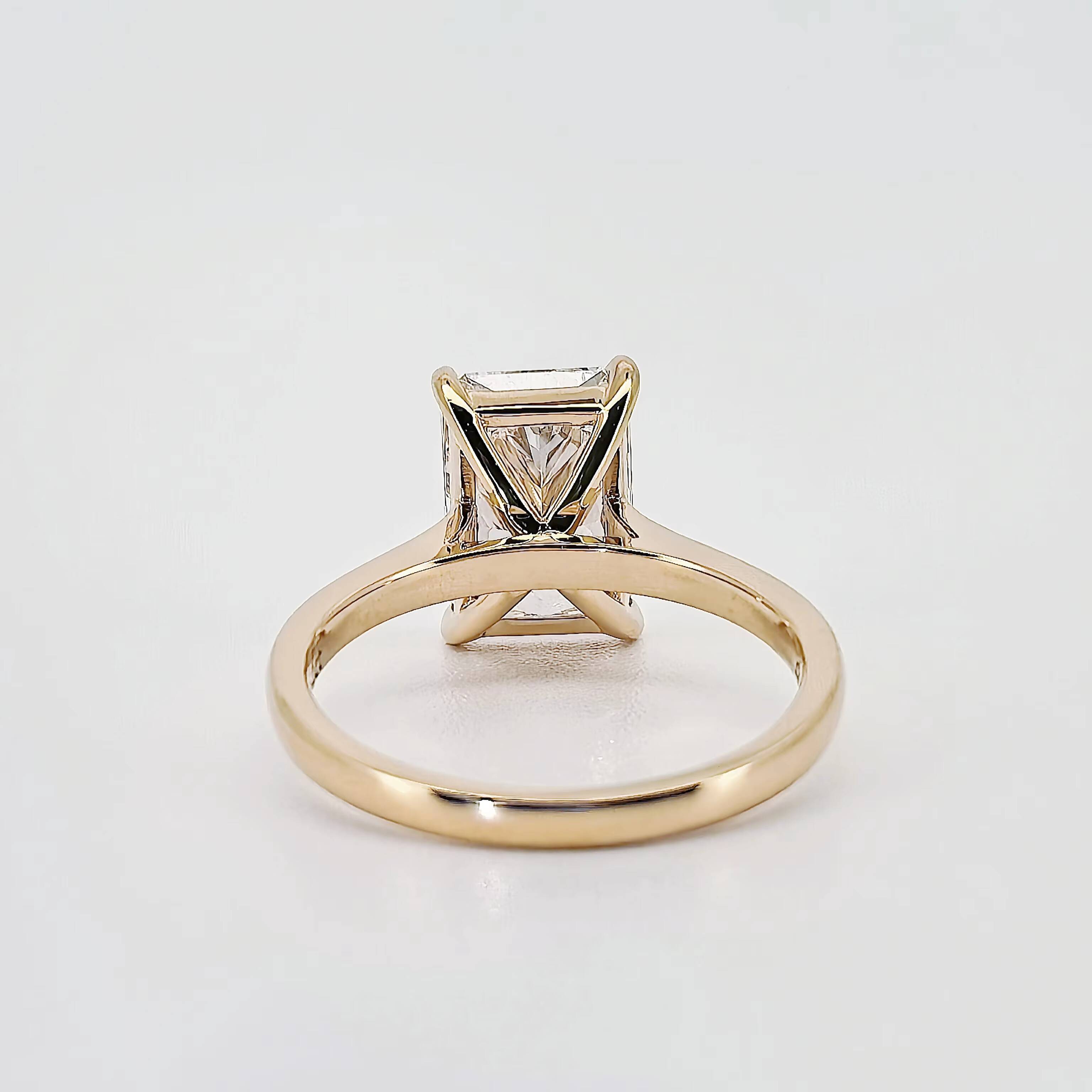 Stargems Radiant Cut 2CT 14k Gold Single Lab-Grown Diamond IGI Certified Romantic Fashion Engagement Wedding Ring