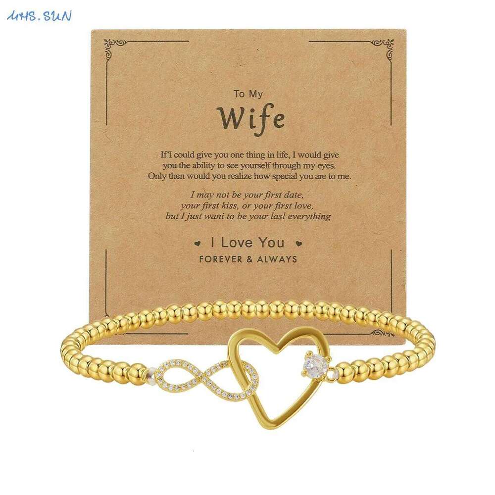 MHS.SUN Cubic Zircon Heart Charm Bracelets For Women Girls Gold Plated 4MM Beads Bracelet Engagement Party Jewelry Gifts 25H1229