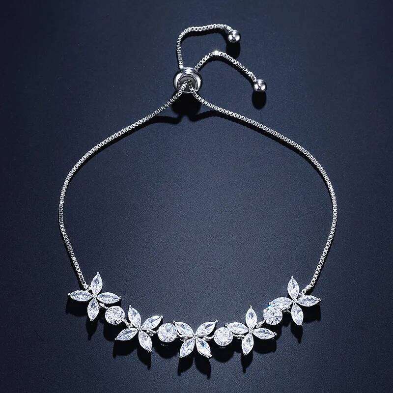 ZAKOL Classic Clearance Clear AAA Cubic Zirconia Adjustable Bracelet for Women Sliver Color Geometric CZ Wedding Jewelry