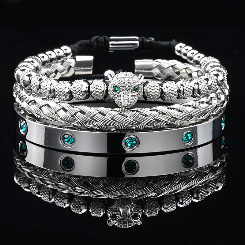 Luxury Brand Designer Jewelry European And American Pineapple Bead Leopard Head Zircon Braided Bracelet Twist Bracelet Roman Text Diamond Bracelet Set