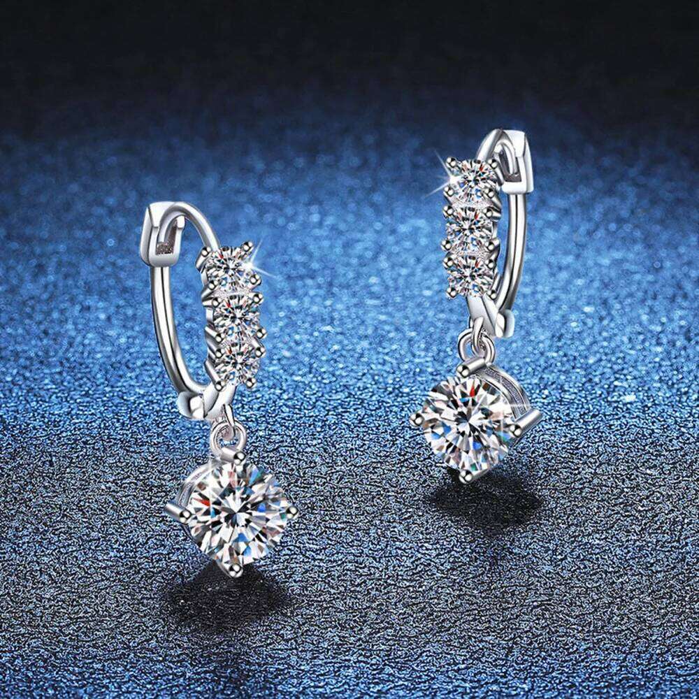 D VVS1 Certified Moissanite Drop Earrings for Women Lab Wedding Fine Jewelry S925 Sterling Silver Diamond Earring 3c8
