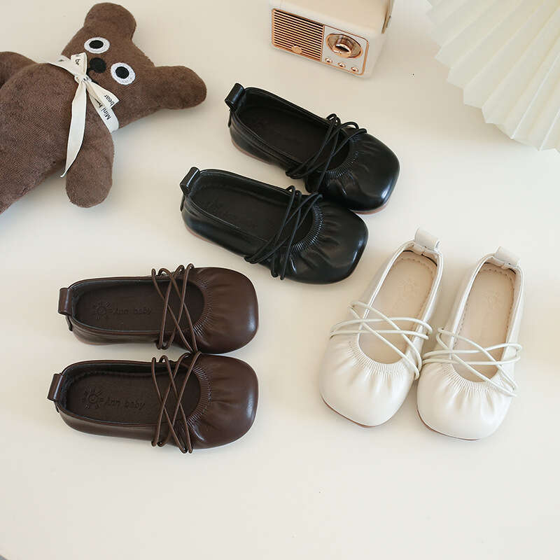 Girls Korean Style Small Leather 2025 Spring and Autumn New Children's Slip-On Loafers Soft Sole Princess Ballet Shoes