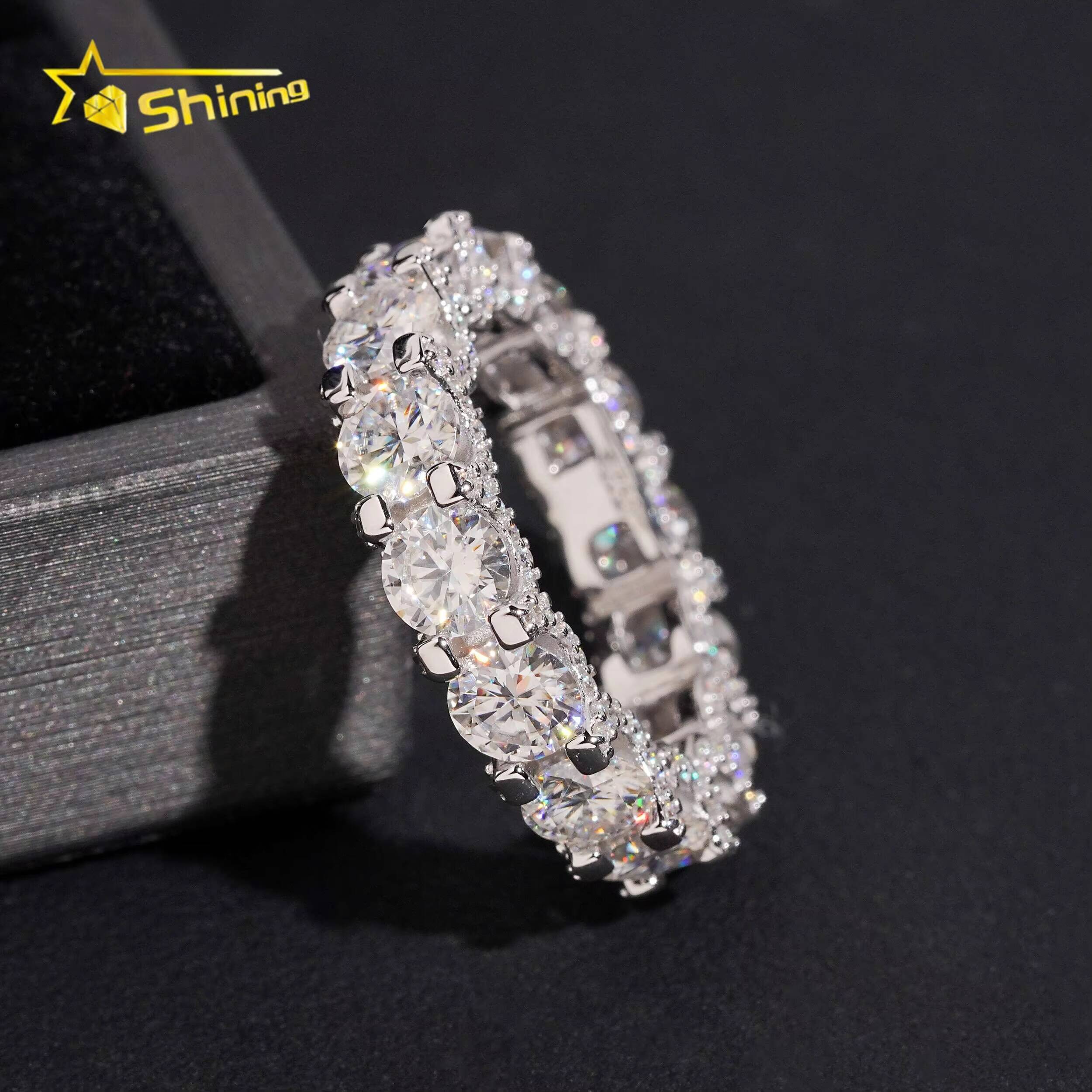 Hot Sale Fashion Jewelry Iced Out Top Quality 925 Sterling Silver 50mm Moissanite Eternity Ring
