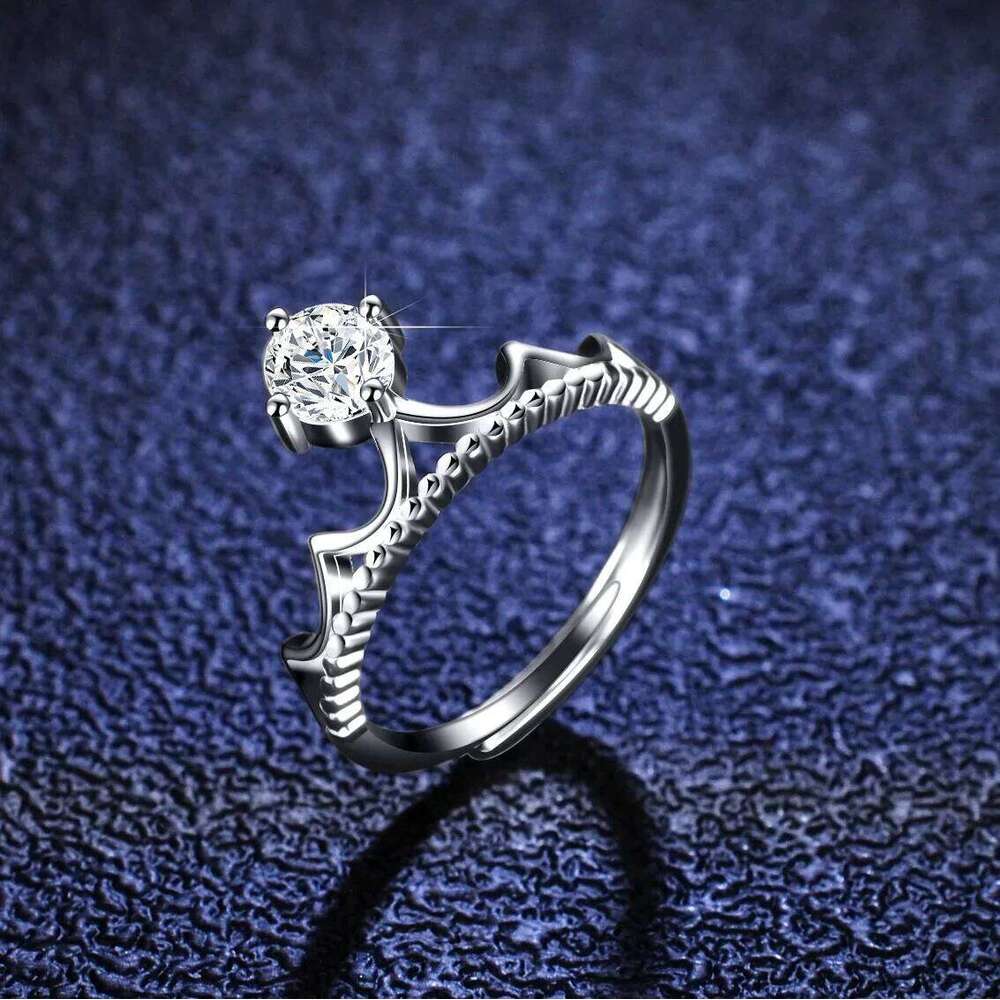 18K Gold Moissanite PT950 Platinum Female Princess Crown Ins Diamond Ring Fashion Jewelry abd