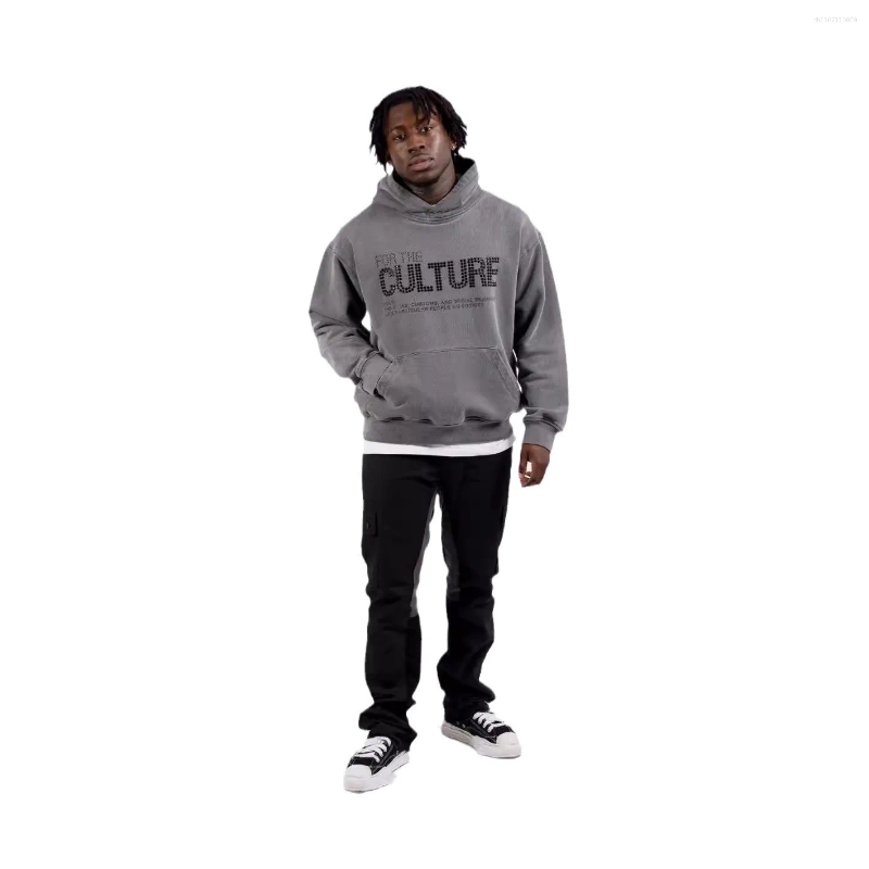 Men's Hoodies FOR THE CULTURE Trendy Streetwear rhinestone Letter Causal Loose Fit For Men And Women Long Sleeve - view 4