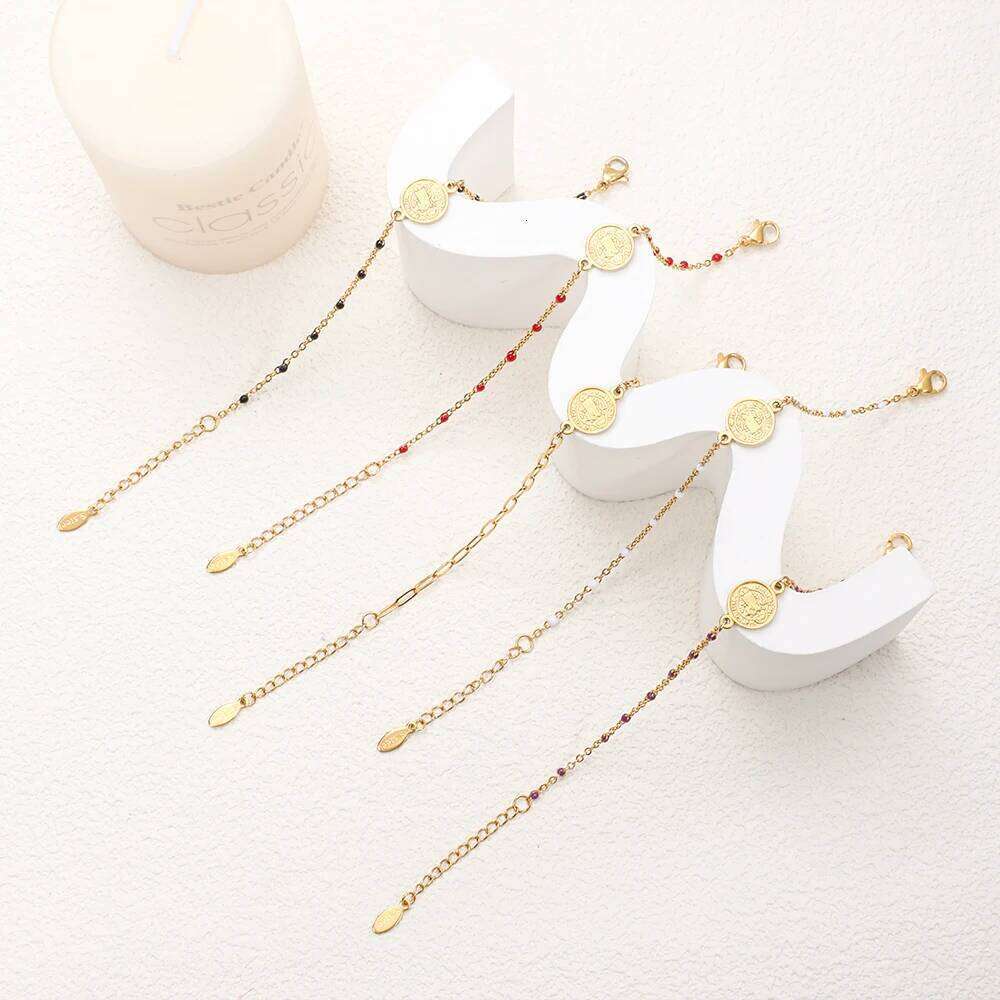 ZMZY Small Catholic Religious Rosary Saint Benedict medal San Benito Stainless Steel Bracelet Chain Charms Tags 25H1229