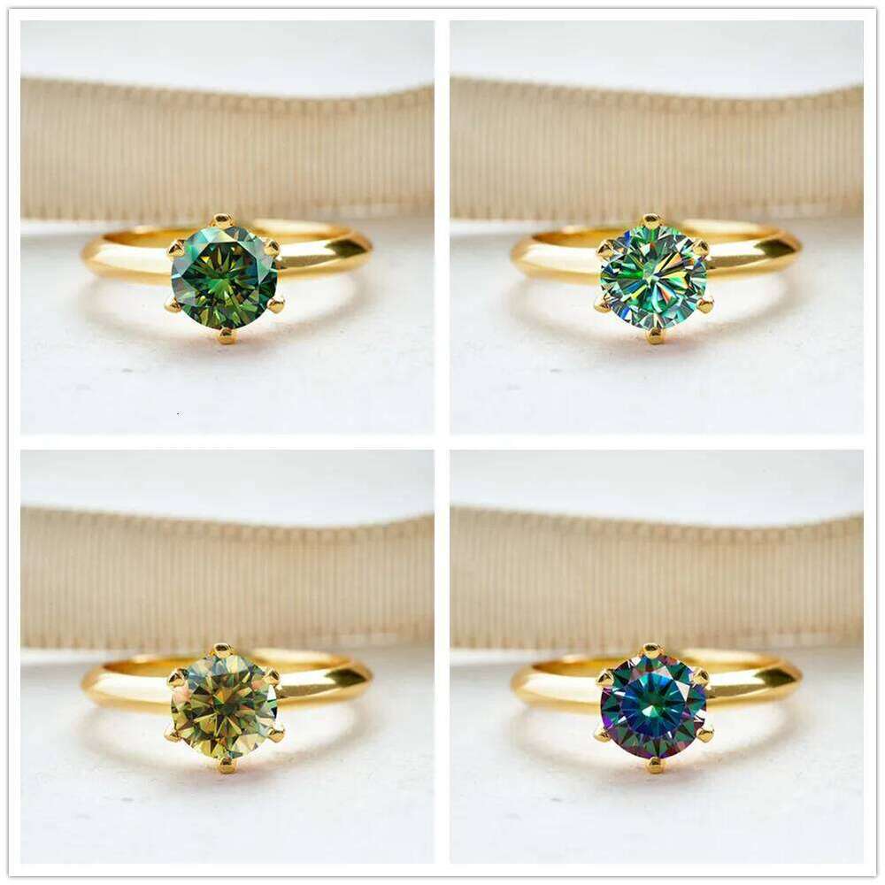 1.0 Ct 6.5mm moissanite ring for charm lady 925 sterling silver 18k gold plated Diamond Test Passed female jewelry gift 6fd