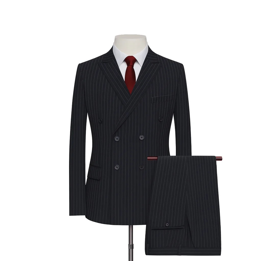 Mens vertical striped doublebreasted suit twopiece suitable for daily wear weddings and festival 251213