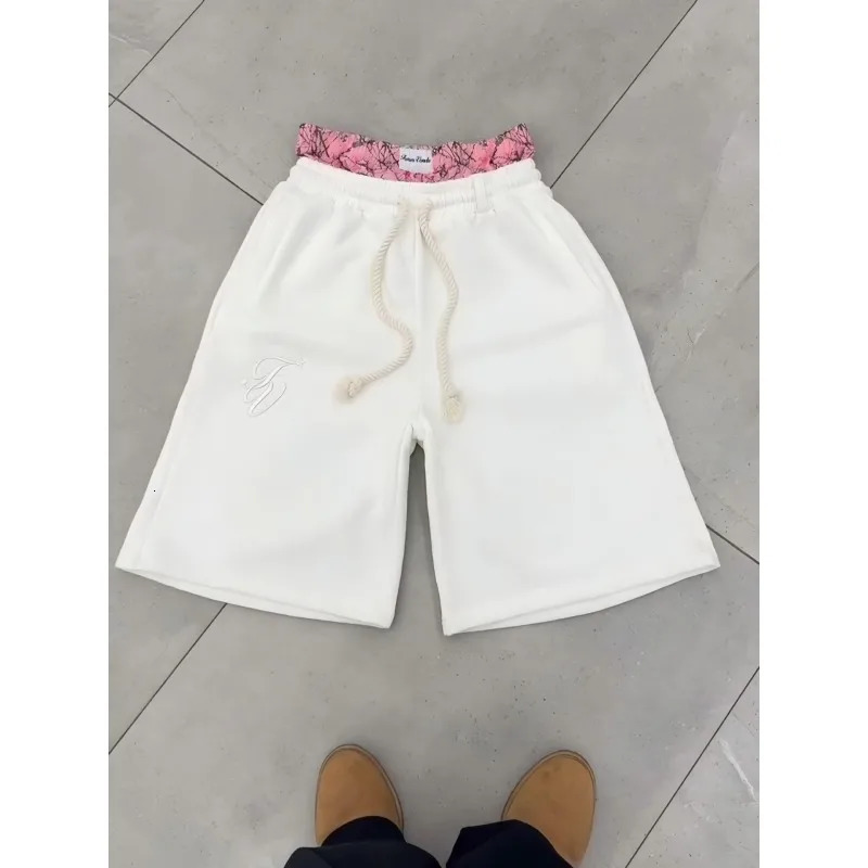 American high street fashion Y2K double waist embroidered n casual loose five quarter shorts 251223