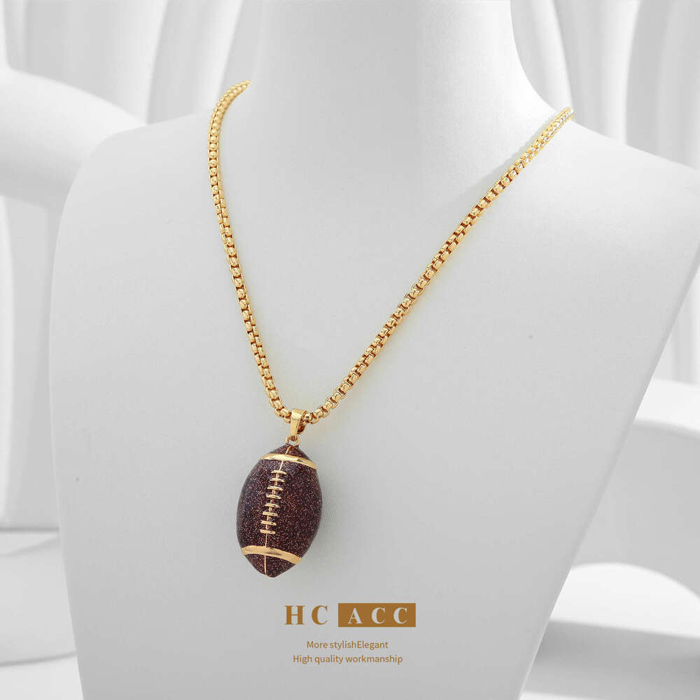 New Hip-Hop Jewelry from Europe America, Unique Exaggerated Football Pendant Necklace