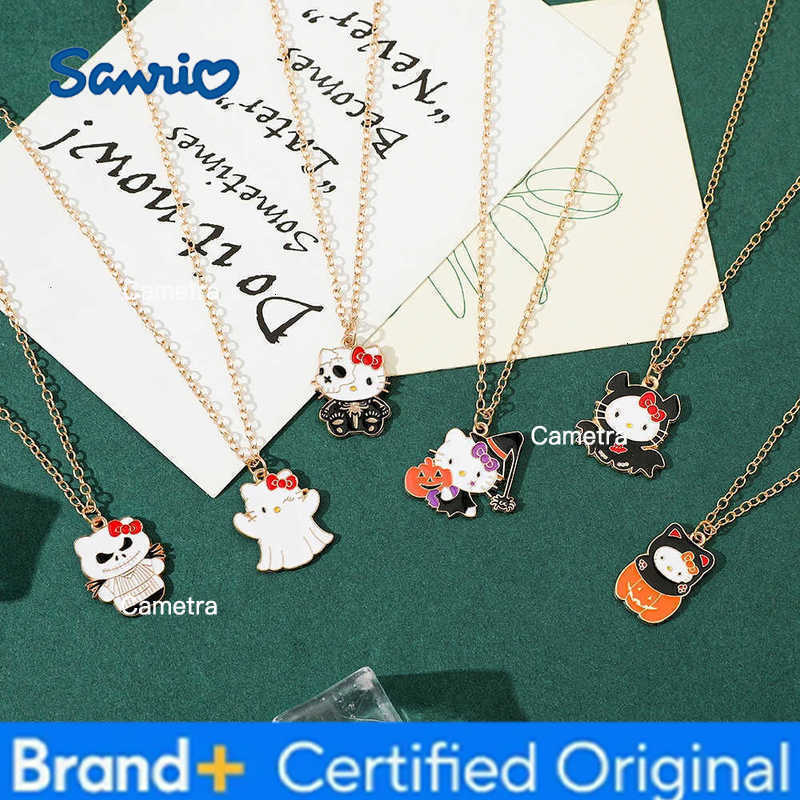 Sanrio Hello Kitty Bat Enamel Charm Cute Halloween Cartoon Animal Pendant Handmade Necklace Fashion Accessory H251229