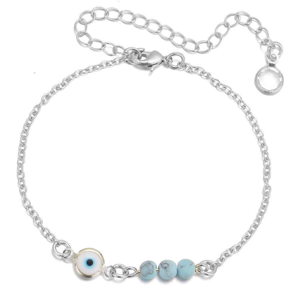 Trendy Devil's Eye Double-Layer Anklet Bohemian Ankle Chain Beach Foot Jewelry
