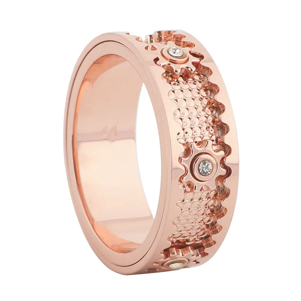 CNC Set Drill Gear Rotating Ring For Men And Women Couples Anxiety Relief Mechanical Rings 251224